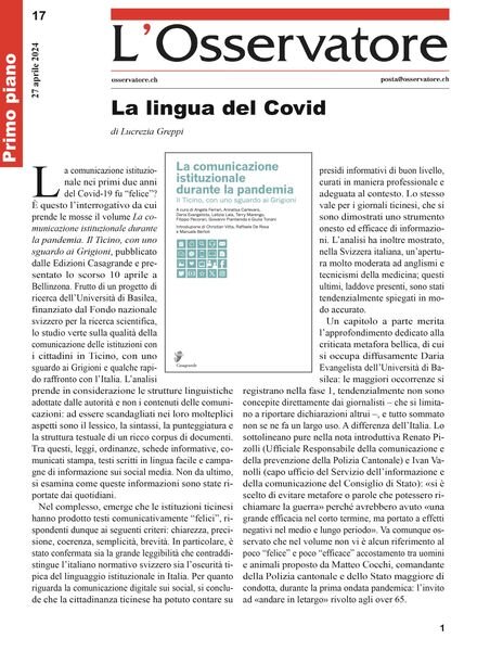 L’Osservatore – 27 Aprile 2024 Cover