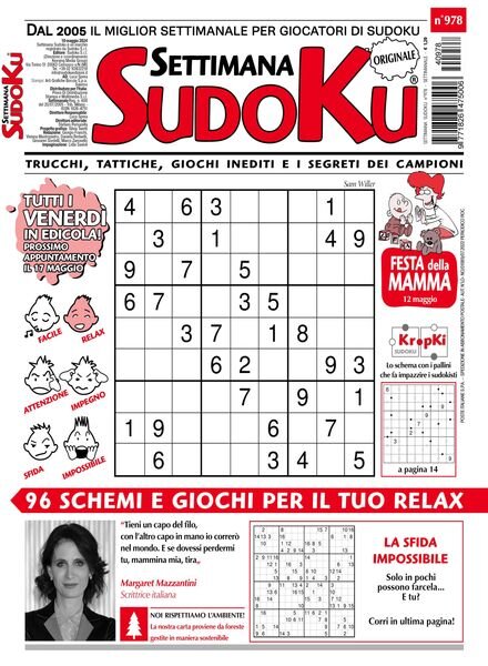 Settimana Sudoku – 10 Maggio 2024 Cover
