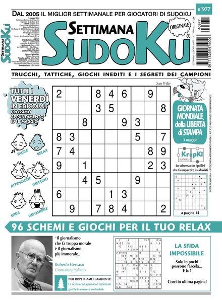 Settimana Sudoku – 3 Maggio 2024 Cover