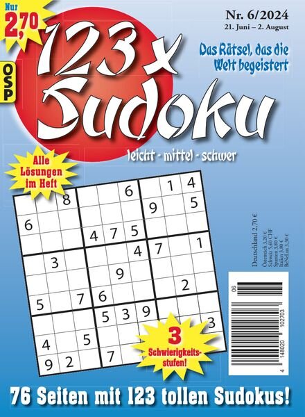 123 x Sudoku – Nr 6 2024 Cover