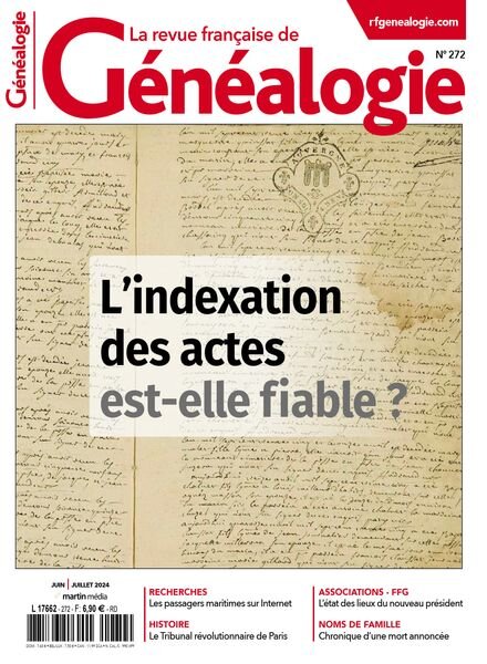 La Revue francaise de Genealogie – Juin-Juillet 2024 Cover