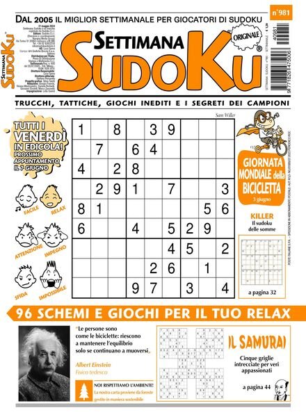 Settimana Sudoku – 31 Maggio 2024 Cover