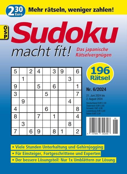 Sudoku macht fit – Nr 6 2024 Cover