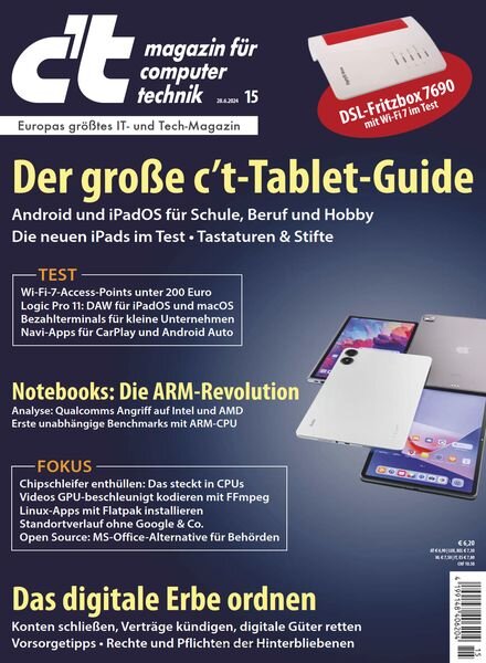 c’t Magazin fur Computertechnik – 28 Juni 2024 Cover