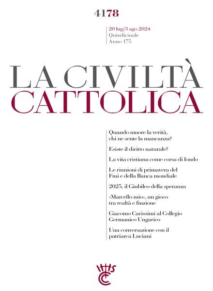 La Civilta Cattolica – 20 Luglio 2024 Cover