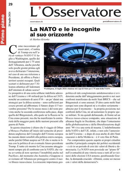 L’Osservatore – 20 Luglio 2024 Cover