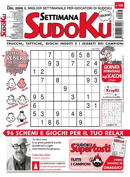 Settimana Sudoku – 19 Luglio 2024 Cover