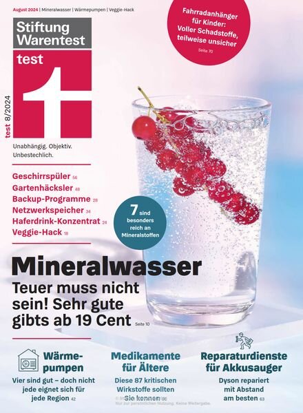 Stiftung Warentest Test Magazin – August 2024 Cover