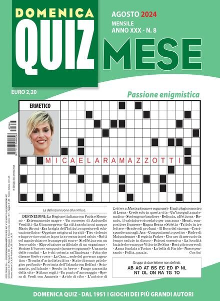 Domenica Quiz Mese – 9 Agosto 2024 Cover