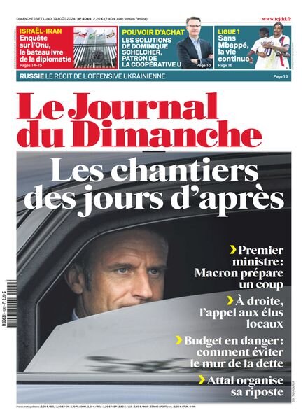 Le Journal du dimanche – 19 Aout 2024 Cover