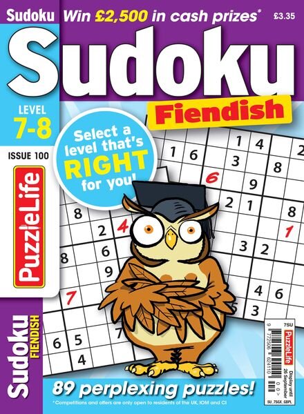 PuzzleLife Sudoku Fiendish – Issue 100 2024 Cover
