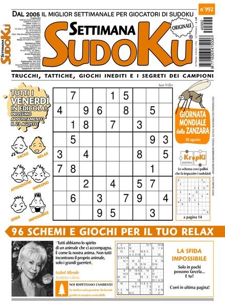 Settimana Sudoku – 16 Agosto 2024 Cover