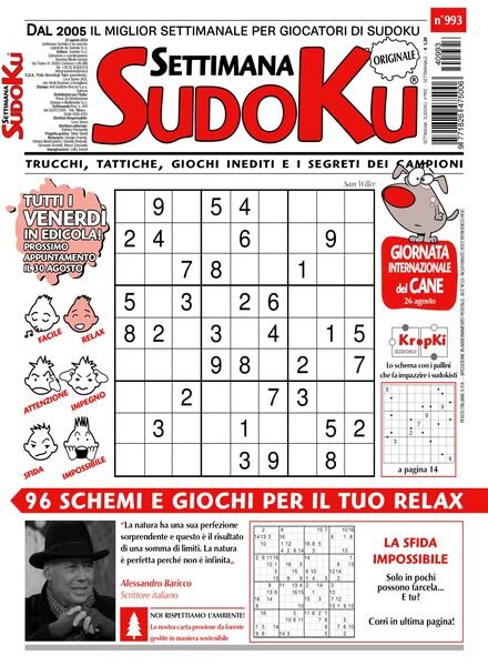 Settimana Sudoku – 23 Agosto 2024 Cover