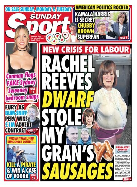 Sunday Sport – 4 August 2024 Cover