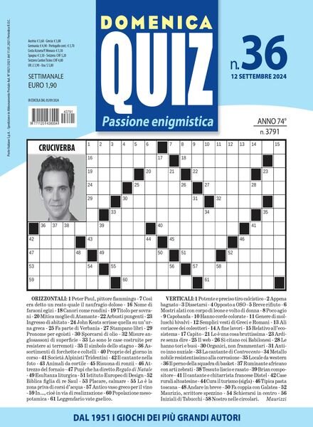 Domenica Quiz – 12 Settembre 2024 Cover