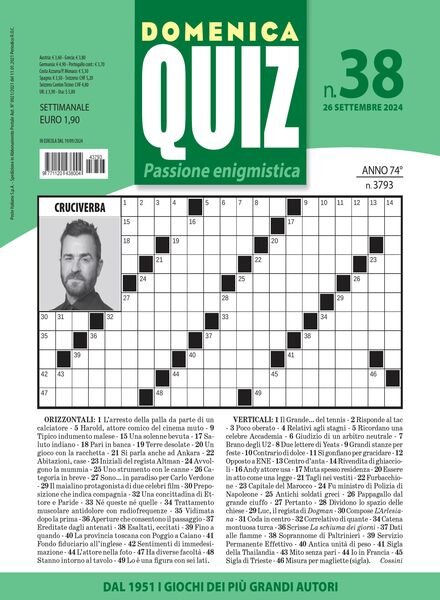 Domenica Quiz – 26 Settembre 2024 Cover
