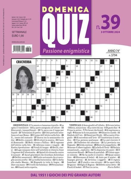 Domenica Quiz – 3 Ottobre 2024 Cover
