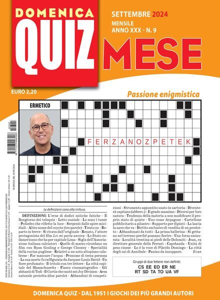 Domenica Quiz Mese – 10 Settembre 2024 Cover