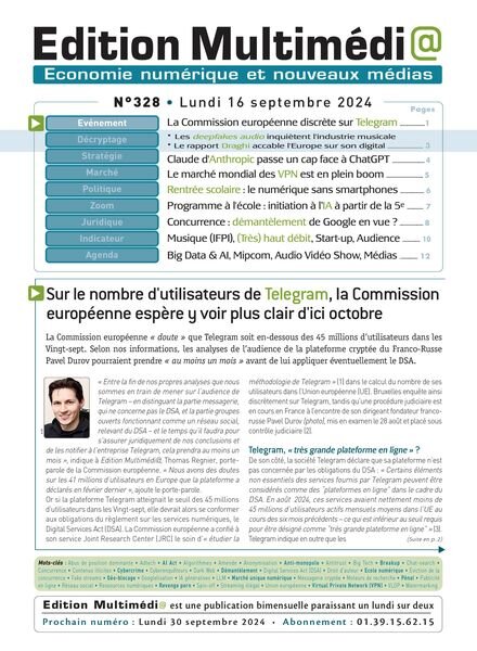 Edition Multimedia – 16 Septembre 2024 Cover