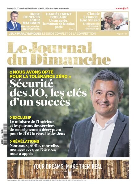 Le Journal du dimanche – 1 Septembre 2024 Cover