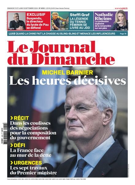 Le Journal du dimanche – 16 Septembre 2024 Cover