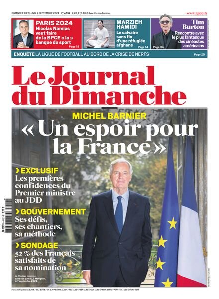 Le Journal du dimanche – 9 Septembre 2024 Cover