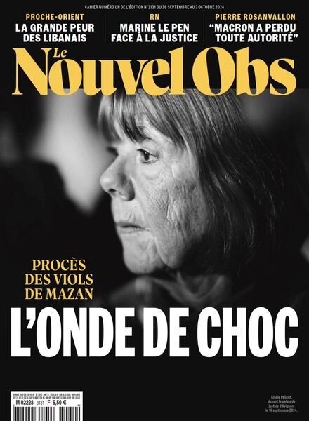 Le Nouvel Obs – 26 Septembre 2024 Cover