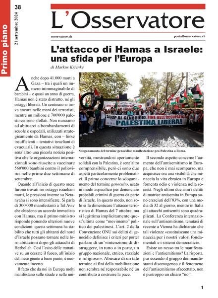L’Osservatore – 21 Settembre 2024 Cover