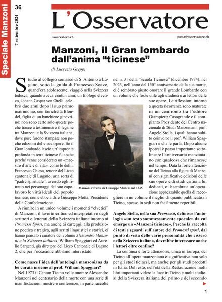 L’Osservatore – 7 Settembre 2024 Cover