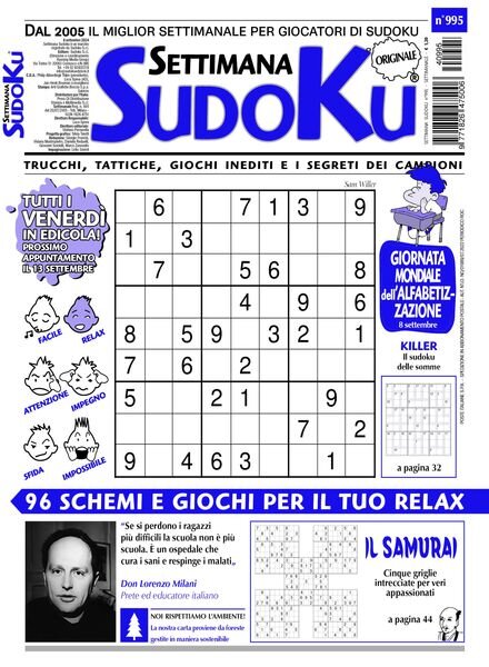 Settimana Sudoku – 6 Settembre 2024 Cover