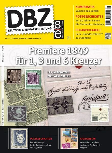 Deutsche Briefmarken-Zeitung – 21 Oktober 2024 Cover