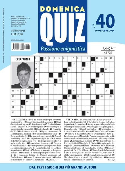 Domenica Quiz Schemi in Bianco – 10 Ottobre 2024 Cover