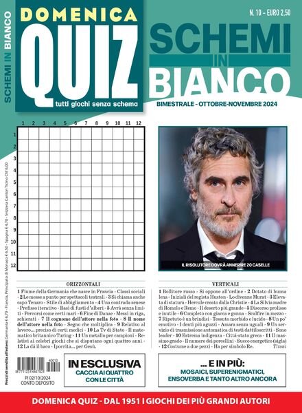 Domenica Quiz Schemi in Bianco – Ottobre 2024 Cover