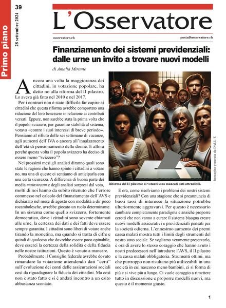 L’Osservatore – 28 Settembre 2024 Cover
