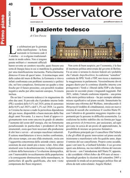 L’Osservatore – 5 Ottobre 2024 Cover