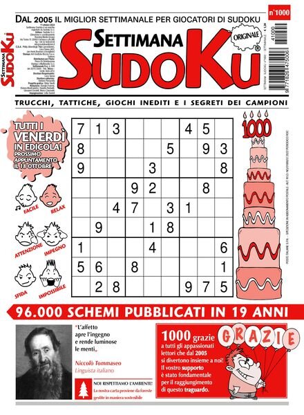 Settimana Sudoku – 11 Ottobre 2024 Cover