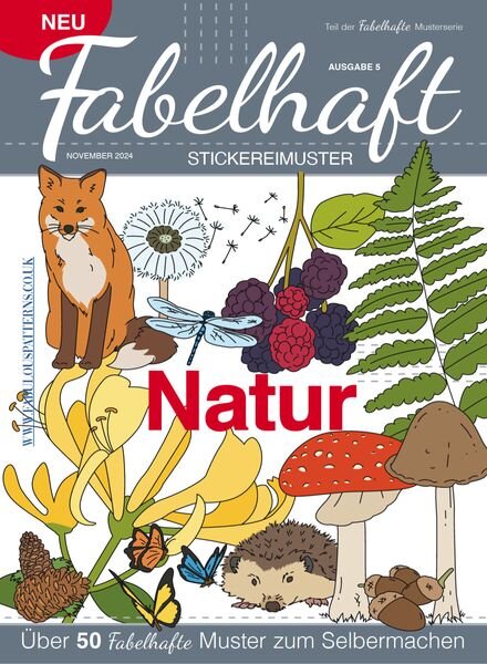 Fabelhaft Stickereimuster – Nature – November 2024 Cover