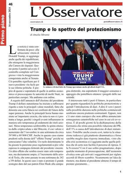 L’Osservatore – 16 Novembre 2024 Cover