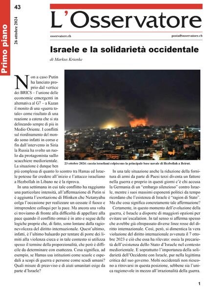 L’Osservatore – 26 Ottobre 2024 Cover