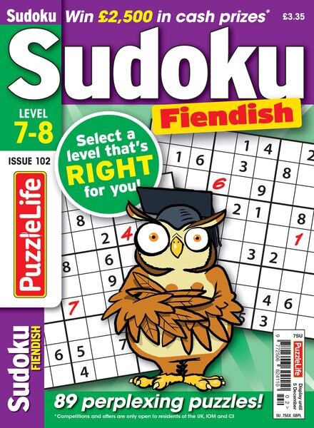 PuzzleLife Sudoku Fiendish – Issue 102 2024 Cover