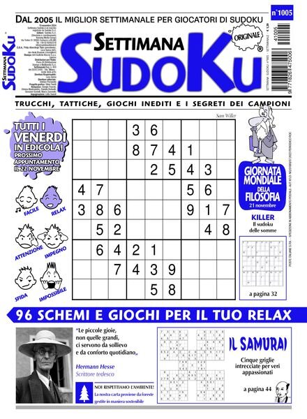 Settimana Sudoku – 15 Novembre 2024 Cover