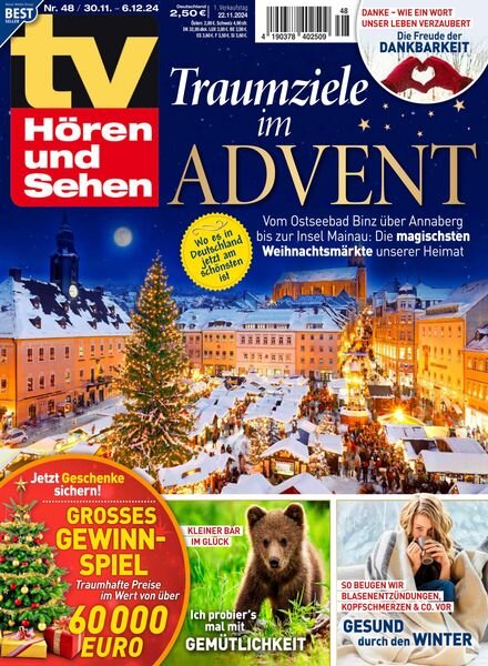 TV HOren und Sehen – 22 November 2024 Cover