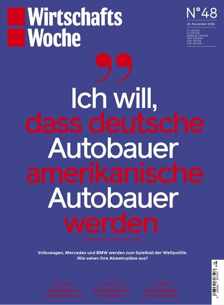 Wirtschaftswoche – 22 November 2024 Cover