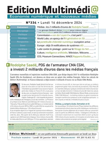 Edition Multimedia – 16 Decembre 2024 Cover