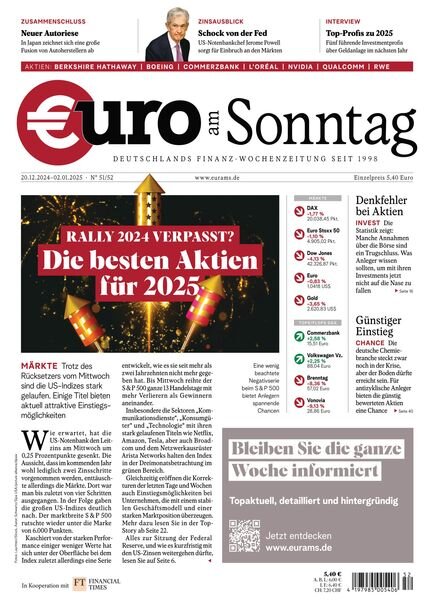 Euro am Sonntag – 20 Dezember 2024 Cover
