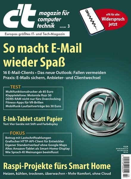 c’t Magazin fur Computertechnik – 23 Januar 2025 Cover