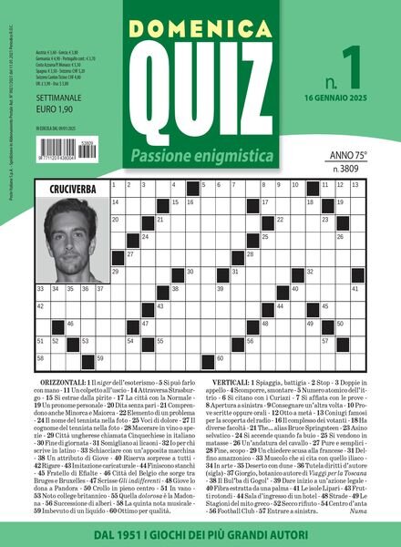 Domenica Quiz – 16 Gennaio 2025 Cover