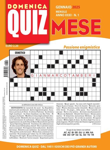 Domenica Quiz Mese – 10 Gennaio 2025 Cover