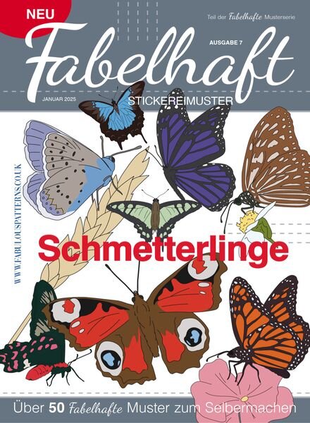 Fabelhaft Stickereimuster – Butterflies – Januar 2025 Cover