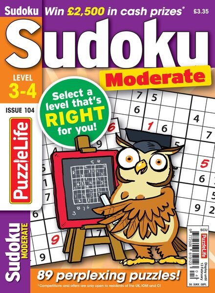 PuzzleLife Sudoku Moderate – January 2025 Cover